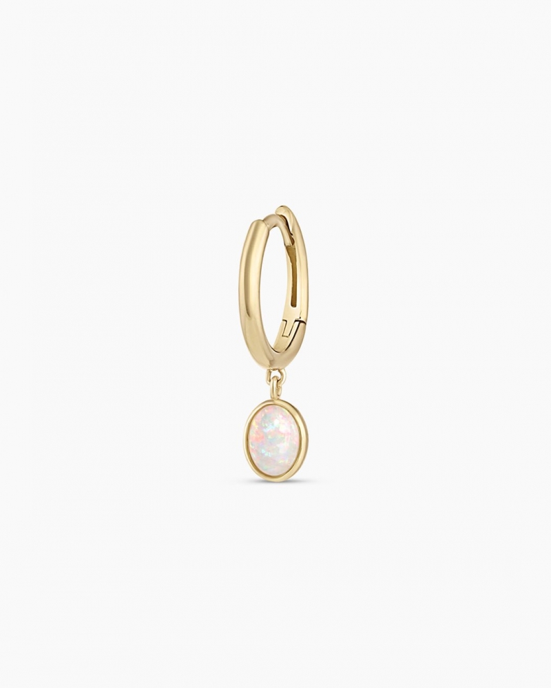 Opal Oval Charm Huggie