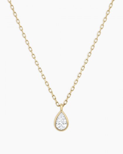 White Sapphire Pear Charm Necklace